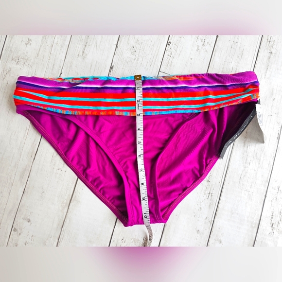 NEW LA BLANCA Swimsuit Foldover Bikini Bottoms Magenta Purple Colorful Size 16 - Picture 8 of 8